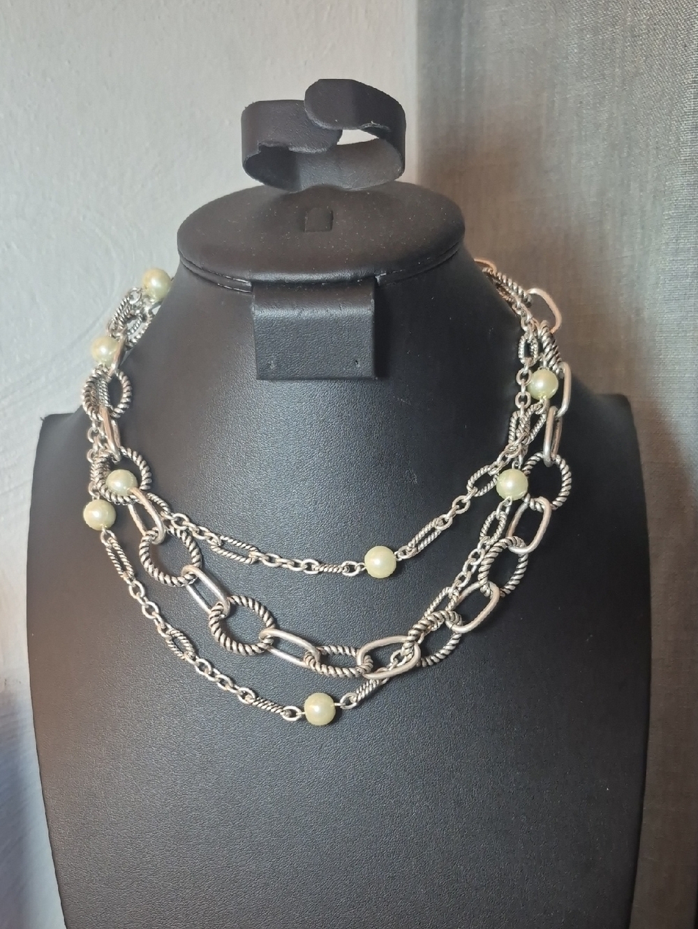 Premier Designs Faux Pearl & Chain Link 'Bellissimo' Necklace, Triple Strand